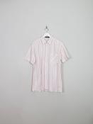 Men's Vintage White Striped Short Sleeved Shirt XL
