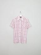Men's Vintage Check Pink Shirt Short Sleeved L/XL