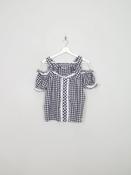 Vintage Gingham Black Blouse 12/14