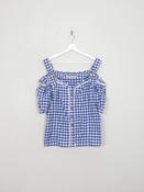 Women's Vintage Blue Gingham Blouse XL