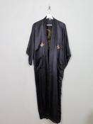 Vintage Black Silk Embroidered Kimono Dressing Gown S-L