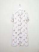 Cream Printed Linen Button John Hagarty Dress S