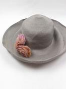 Vintage Grey Raffia Wide Hat S image