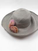 Vintage Grey Raffia Wide Hat S image
