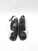 Women's Navy &amp; White 1960s/70s Shoes 6.5 image