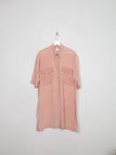 Women's Vintage Silk Pink Silk Shirt Dress L