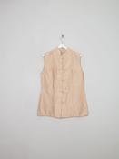 Women's Vintage Peach Silk Blouse Waist Coat M