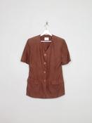 Women's Vintage Brown Silk Short Sleeved Jacket S