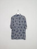 Men's Grey Printed Linen Shirt XL image