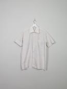 Men's Vintage Cream Printed Short Sleeved Shirt L image