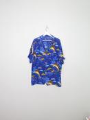 Mens Blue Vintage Hawaiian Shirt M/L image