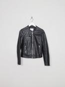 Women's Vintage  Mango Black Biker Leather Jacket S