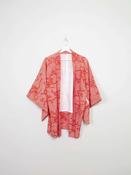 VIntage Orange/Red Printed Short Kimono S/M