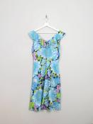 Vintage Blue Floral 70s Dress 10/12