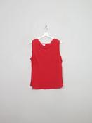 Vintage Red Silk Sleeveless Blouse L