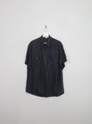Men's Vintage Black Short Sleeved Silk Shirt S/M