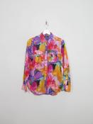 Vintage Women's Ralph Lauren Colourful Silk Long Sleeved Blouse XS