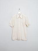 Men's Vintage 1970s Cream Floral Short Sleeved Shirt S/M