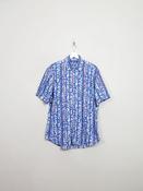 Men's Blue Vintage Hawaiian Aigner Designer Shirt L