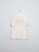 Women's Vintage Cream Silk Embroidered Blouse S/M