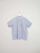 Mens Vintage White &amp; Navy Check Short Sleeved Shirt XL image