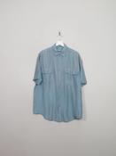 Men's Blue Vintage Silk Shirt Sleeved Shirt M