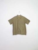 Mens Vintage 1950s Green Printed Short Sleeve Shirt S/M image