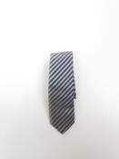 Vintage Navy &amp; Grey Striped Silk Tie image