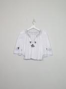 Womens Vintage Embroidered White 70s Blouse S/M image