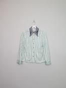 Womens Vintage Printed 70s Blouse With Collar S/M image