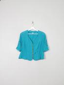 Vintage Aqua Green Blouse L