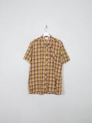 Men's Vintage Yellow &amp; Brown Check Shirt L