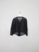 Women's Black Organza Sheer Vintage Uterque Top Blouse M