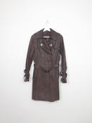 Womens Vintage Brown Leather Coat With Belt S image
