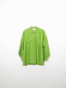 Women's Vintage Acid Green Silk Blouse With Collar M image