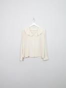 Womens Vintage Cream Silk Blouse With Collar S image