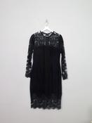 Vintage Black Wool &amp; Lace Isabelle Allard Evening Dress S image