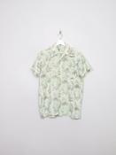Men's Vintage Green Patterned Short Sleeved 60s Shirt M