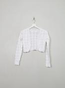 Women's White Vintage Crochet Bolero Jacket Cardigan XS