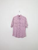 Me's Vintage Jacquard Silk Lilac Short Sleeved Shirt M