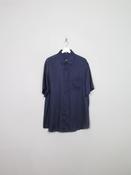 Men's Vintage Jacquard Textured Silk Navy Shirt  L