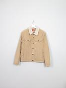 Mens Vintage Beige Cord Sherapa Jacket M image