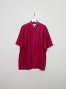 Men's Vintage Pink Silk Shirt Short Sleeved XL