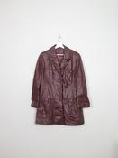 Womens Vintage Wine Leather Short Coat L image