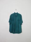 Men's Vintage Green Silk Shirt L image