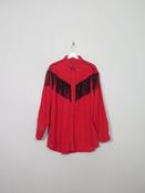 Men's Vintage Red Tasselled Cowboy Shirt L/XL image