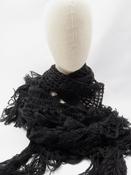 Women's Vintage Black Large Crochet Scarf Shawl image
