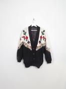 Women's Vintage  Black Mohair 80s Cardigan S/M