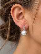 Vintage Style Pearl Drop &amp; Diamanté Earrings image