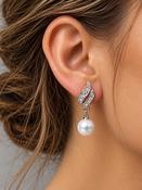 Pearl &amp; Diamante Vintage Style Drop Earrings image